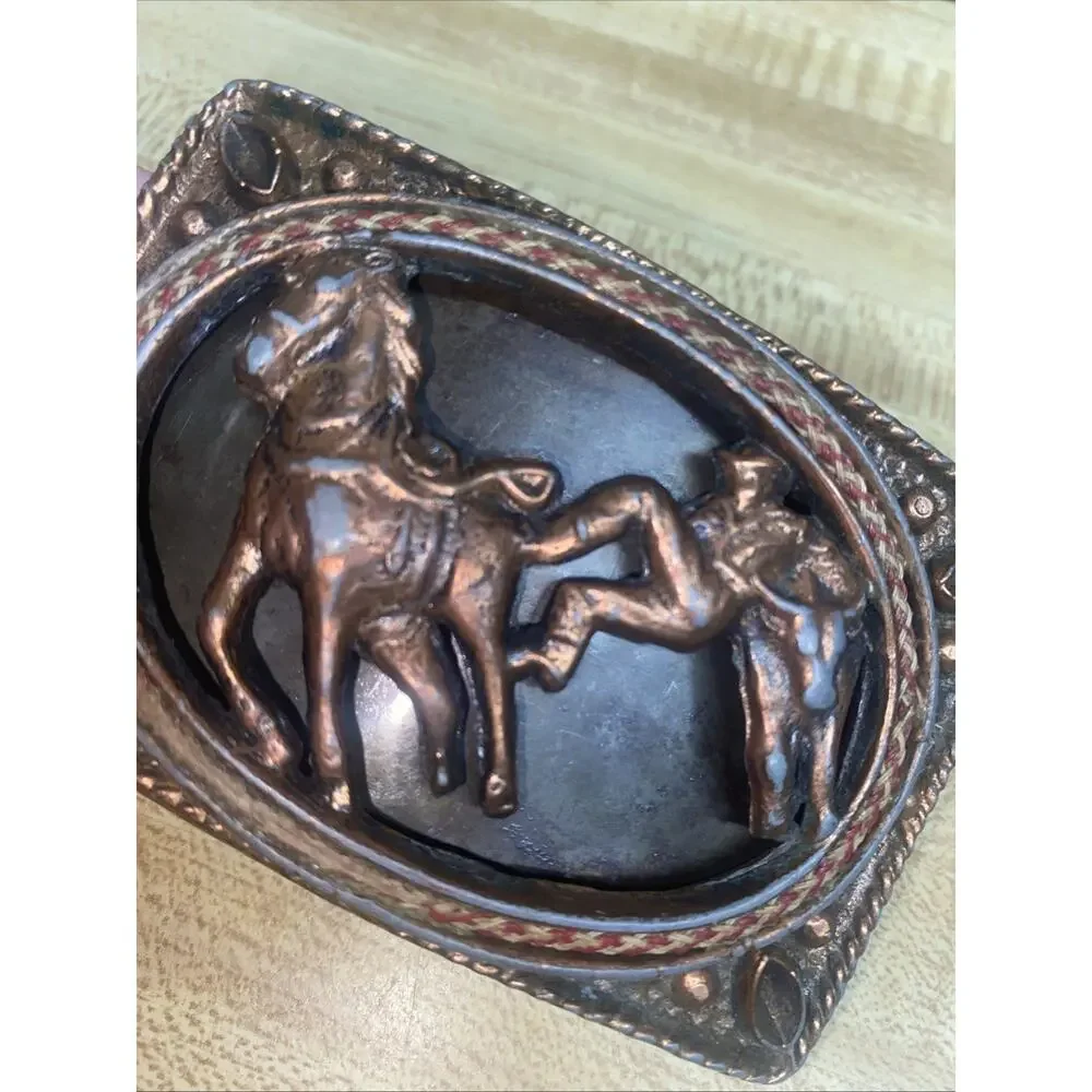Vintage Rodeo Bronco Bull Rider Western Belt Buckle